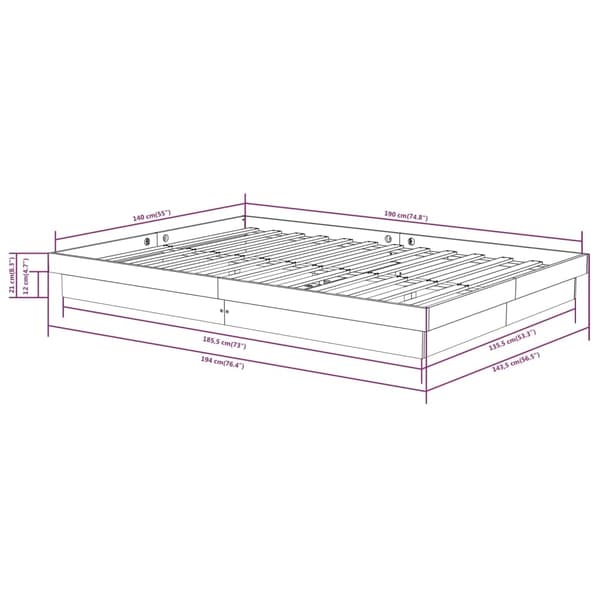 vidaXL Sengeramme heltre 140x190 cm