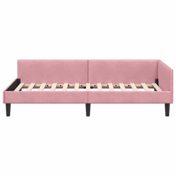 vidaXL Sängram Rosa 90 x 200 cm Sammet och trämaterial