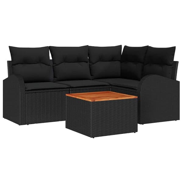 vidaXL Utesoffa Set 5 delar Svart