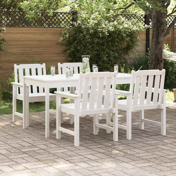 vidaXL Trädgård Stol 4 pcs Vit 65.5 x 59 x 88 cm polyeten