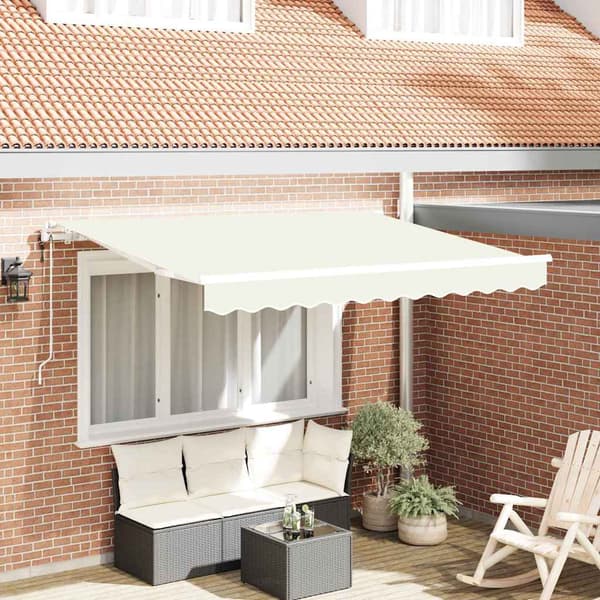 vidaXL Utfällbar markis Kräm 300 x 200 cm tyg