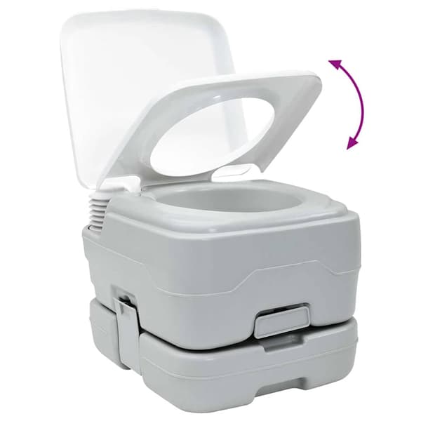 vidaXL Camping Toalettsats 2 pcs Grå och Vit Högdensitetspolyeten