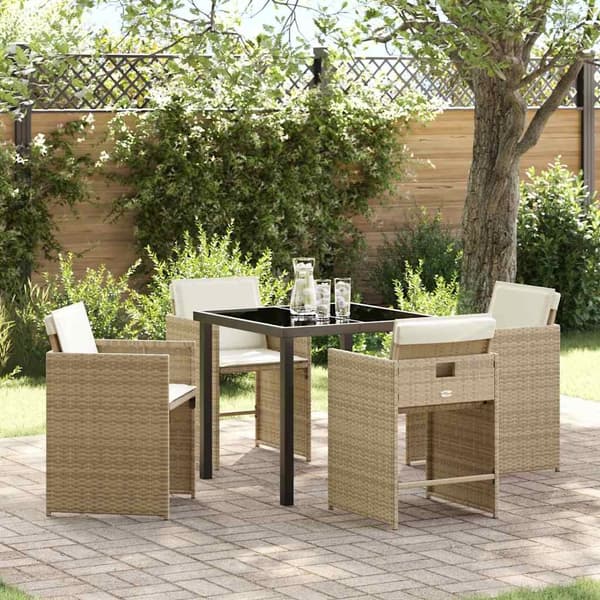 vidaXL Hage Spisegruppe 5 pcs Beige polyrotting