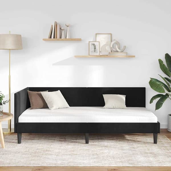 vidaXL Hörnssängram Svart 90 x 200 cm Sammet