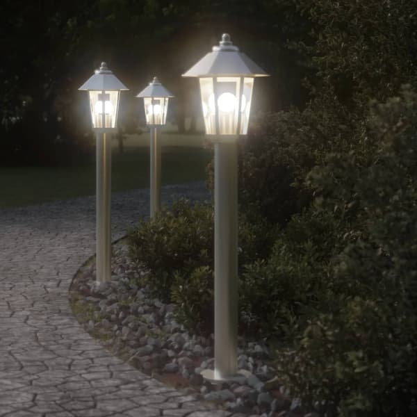 vidaXL Utendørs gulvlampe sølv 80 cm rustfritt stål