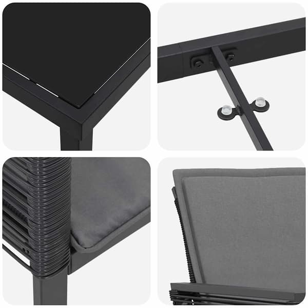 vidaXL Trädgårdsmöbelset 9 pcs Svart Pulverlackerat stål