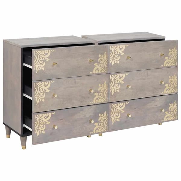 vidaXL Serviesskap 2 pcs Grå 60 x 33 x 75 cm Massiv mango tre