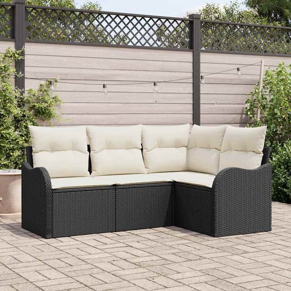 vidaXL Trädgårdsoffset 4 pcs Svart konstrotting