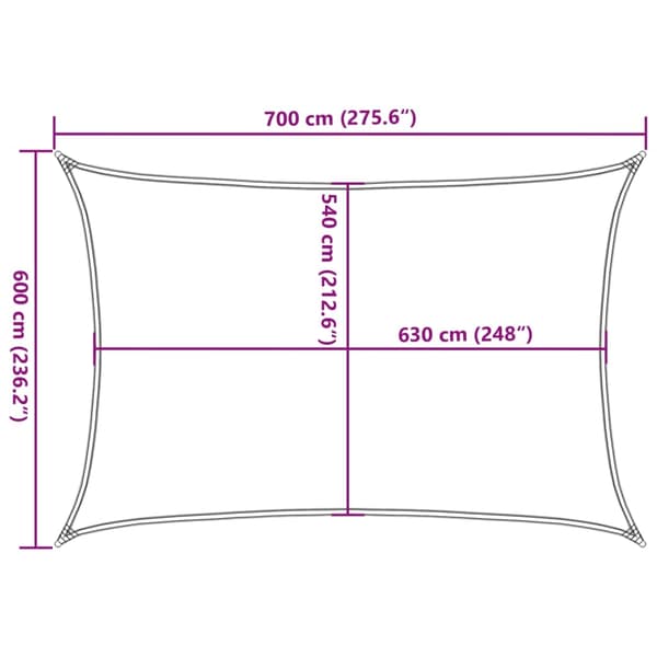vidaXL Solseil 160 g/m² rektangulær sand 6x7 m HDPE