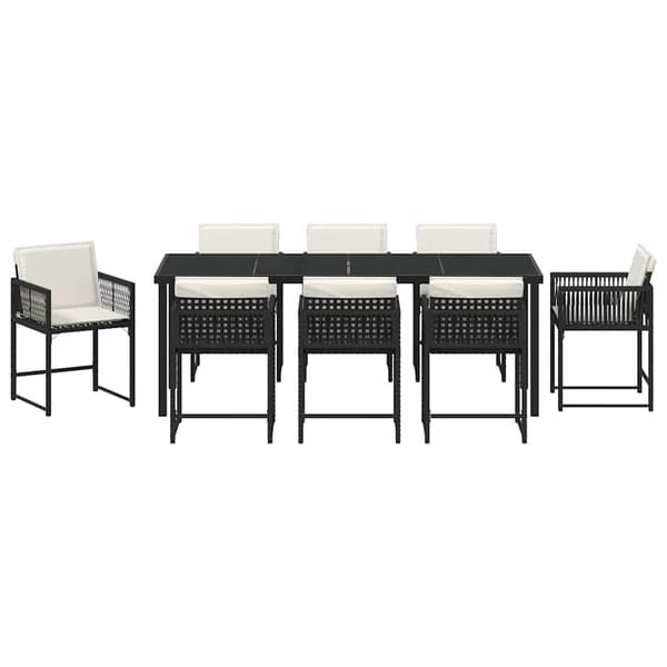 vidaXL Hage Spisegruppe 9 pcs Svart polyrotting