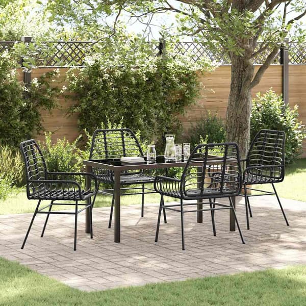 vidaXL Hage Spisegruppe 5 pcs Svart polyrotting
