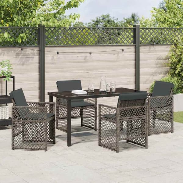 vidaXL Hage Spisegruppe 5 pcs Grå polyrotting