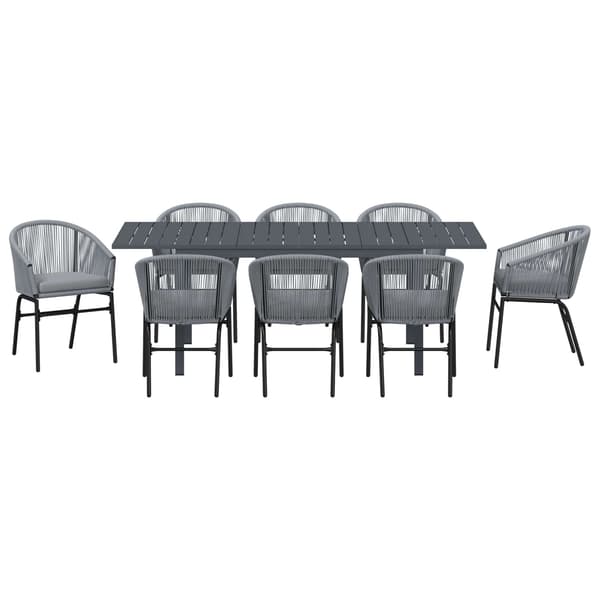 vidaXL Trädgårdsmöbelset 9 pcs Grå konstrotting