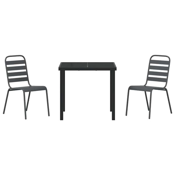 vidaXL Hage Spisegruppe 3 pcs Mørke grå Stål