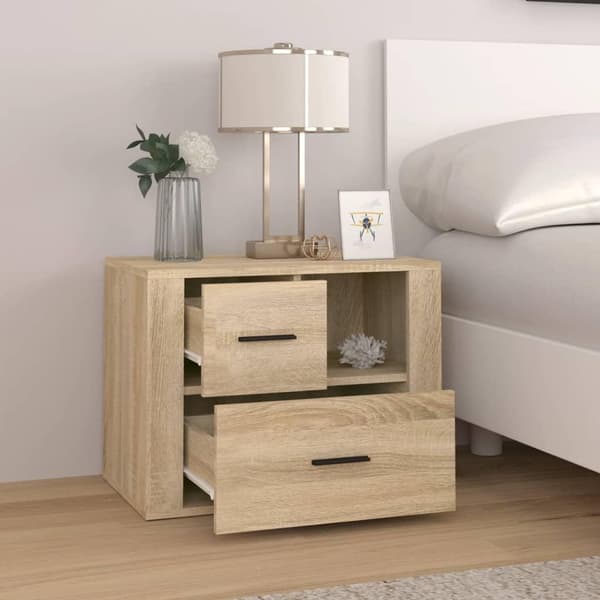 vidaXL Nattbord sonoma eik 60x36x45 cm konstruert tre