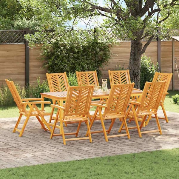 vidaXL Hage Spisegruppe 9 pcs Brun Solid akasietre