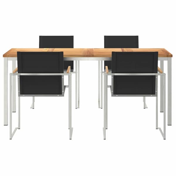 vidaXL Trädgårdsmöbelset 5 pcs Brun Massivt teakträ