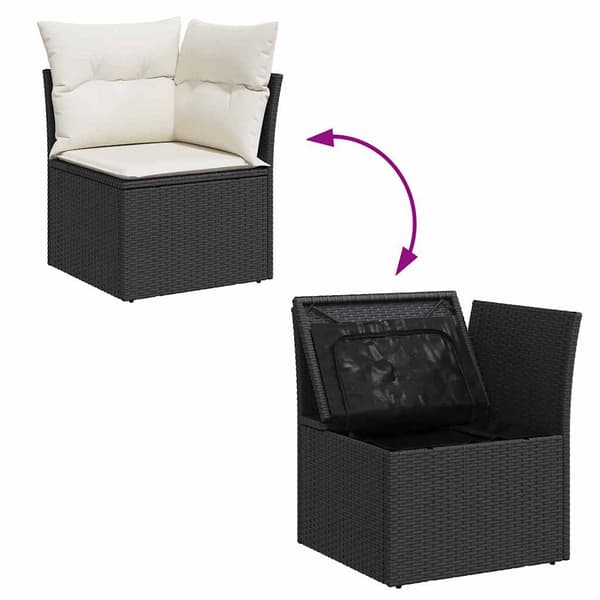 vidaXL Trädgårdsoffset med lagring 8 pcs Svart Poly rattan