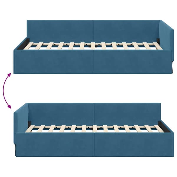 vidaXL Hörnssängram Blå 100 x 200 cm Sammet