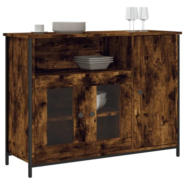 vidaXL Skjenk røkt eik 100x35x75 cm konstruert tre