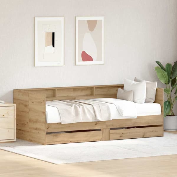 vidaXL Seng med hodegjerde Artisan Eik 75 x 190 cm Konstruert tre