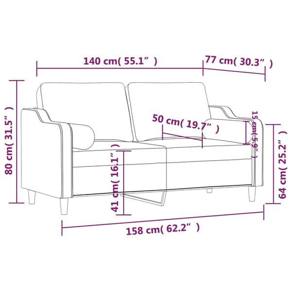 vidaXL 2-sits soffa med prydnadskuddar brun 140 cm tyg