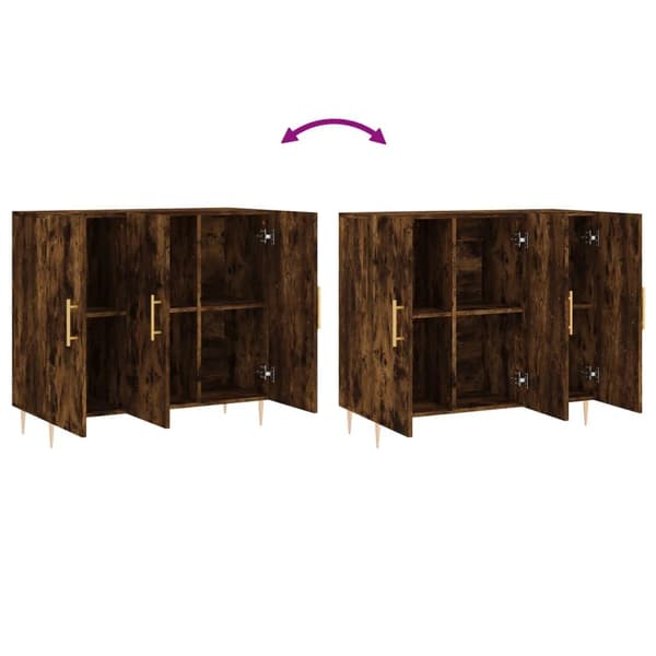 vidaXL Skjenk røkt eik 90x34x80 cm konstruert tre