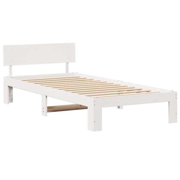 vidaXL Sengestamme med hodegjerde Hvit 90 x 200 cm Massiv furu
