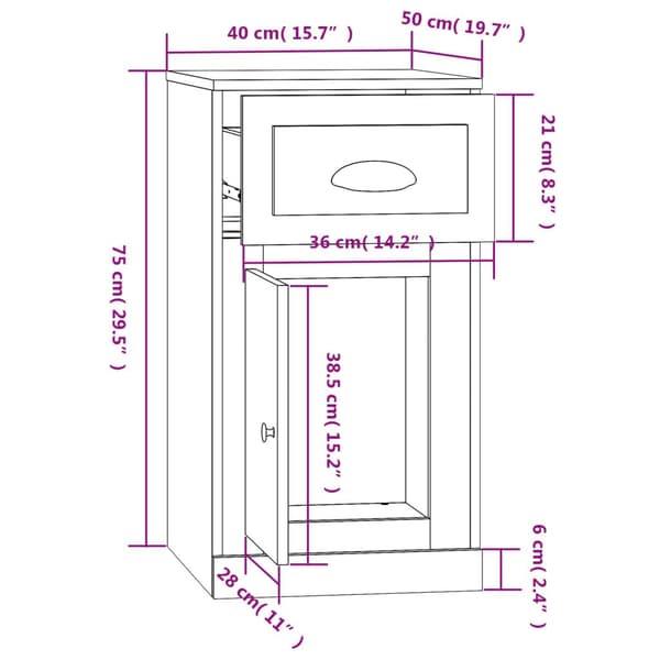 vidaXL Sidoskåp vit 40x50x75 cm konstruerat trä