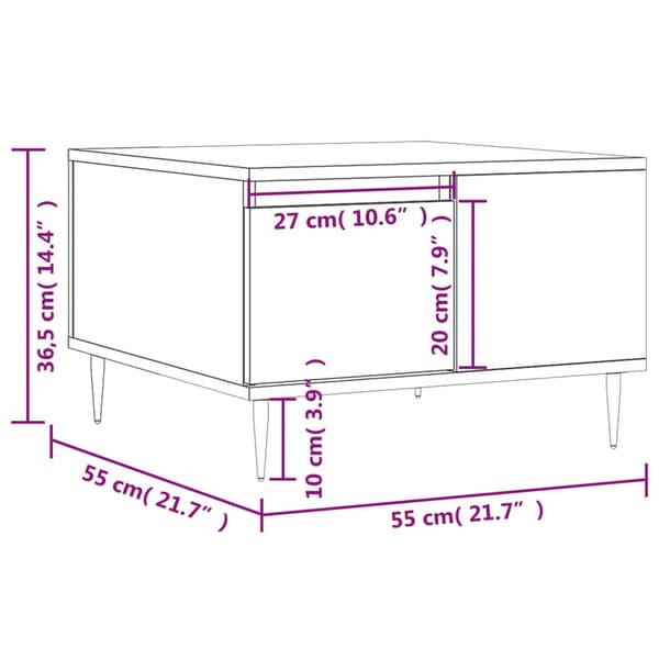 vidaXL Salongbord røkt eik 55x55x36,5 cm konstruert tre