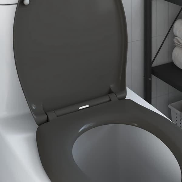 vidaXL Antracit Duroplast Standard Toalettsits Oval Samtida