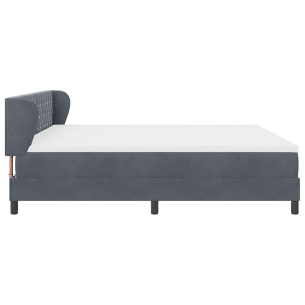 vidaXL Bäddfjäder med madrass Mörkgrå 200 x 200 cm Sammet