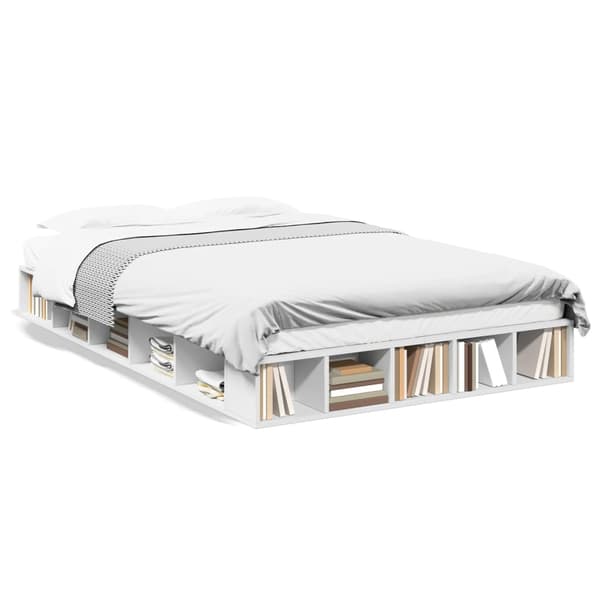 vidaXL Sengeramme hvit 135x190 cm konstruert tre