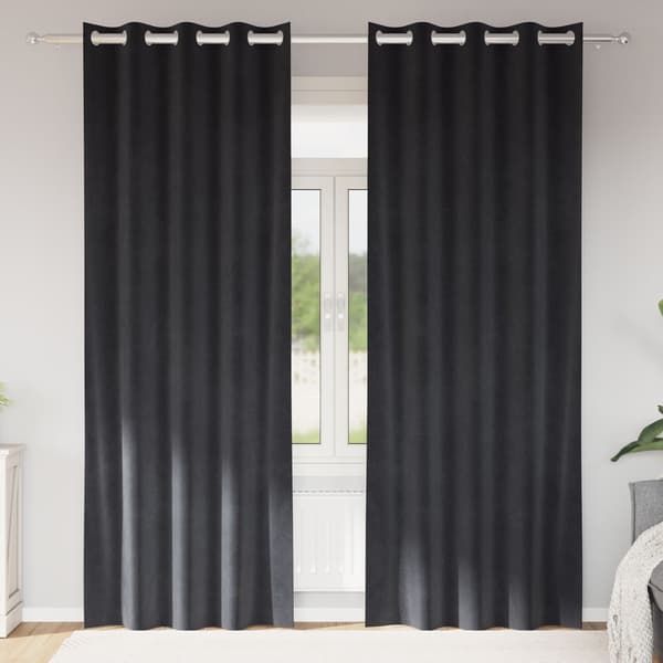 vidaXL Gardiner Mörkgrå Polyester 140 x 260 cm Grommetgardiner