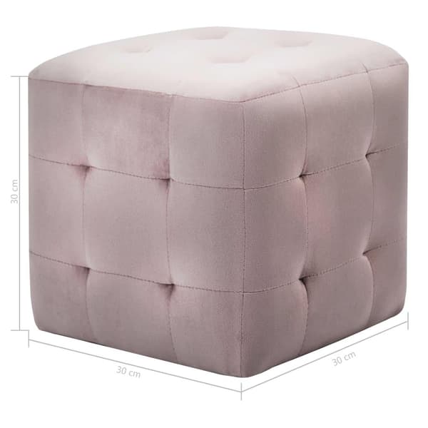vidaXL Sittpuff 2 st rosa 30x30x30 cm sammetstyg