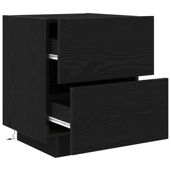 vidaXL Sängbord Svart ek Massiv ek Medium Sängbord Rektangulär