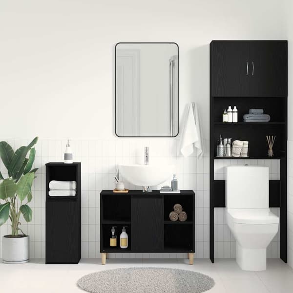 vidaXL Vaskskap svart eik 80x33x60 cm konstruert tre