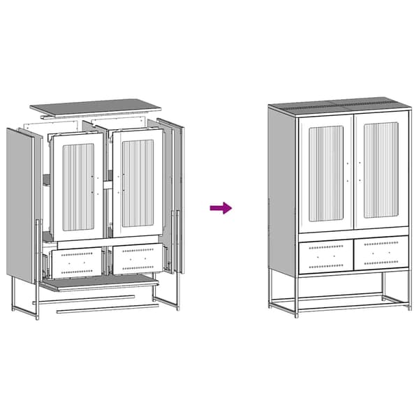vidaXL Highboard svart 68x39x111,5 cm stål