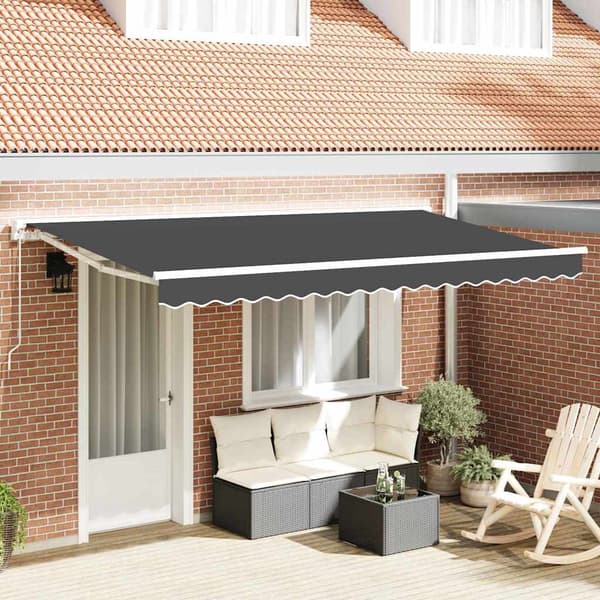 vidaXL Markisram Antracit 400 x 200 cm Polyester med PU-beläggning