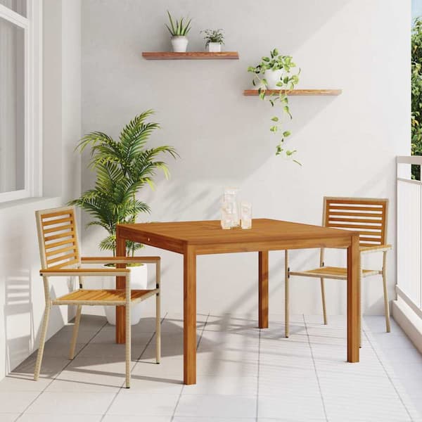 vidaXL Hage Spisegruppe 3 pcs Beige Solid akasietre