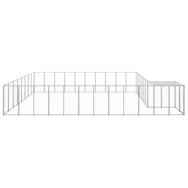 vidaXL Hundgård silver 25,41 m² stål