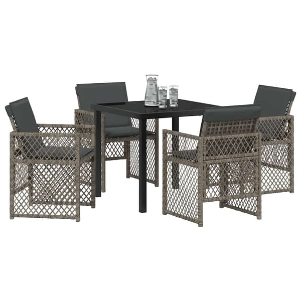 vidaXL Hage Spisegruppe 5 pcs Grå polyrotting