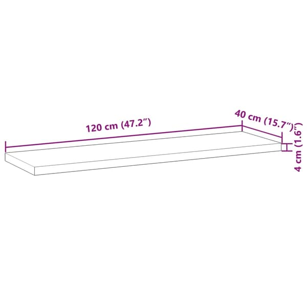 vidaXL Bordplate 120x40x4 cm rektangulær heltre akasie