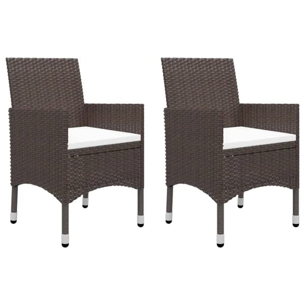 vidaXL Hagebistrosett 3 deler polyrotting og herdet glass brun