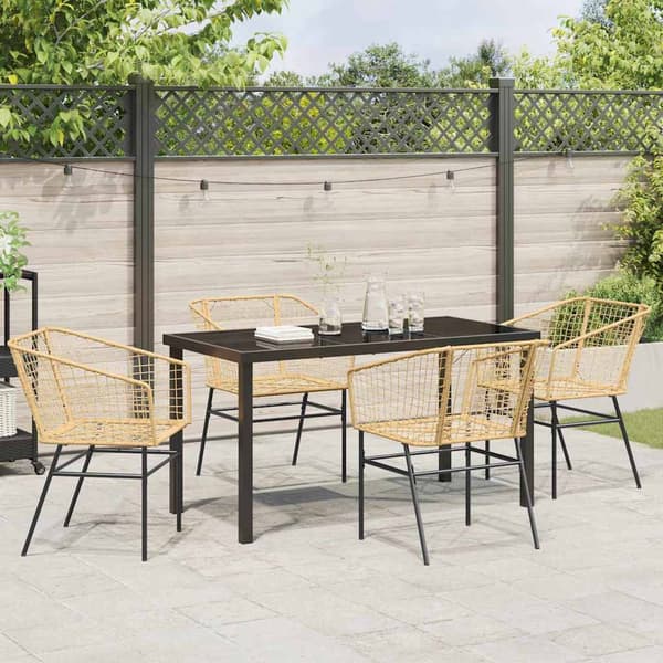 vidaXL Hage Spisegruppe 5 pcs Brun polyrotting