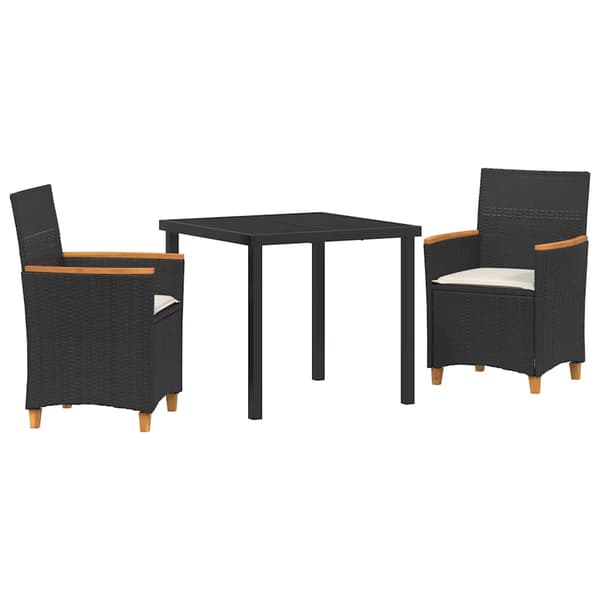 vidaXL Trädgårdsmöbelset 3 pcs Svart konstrotting