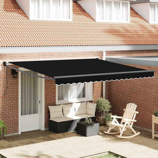 vidaXL Utfällbar markis Svart 400 × 300 cm Polyester och aluminium