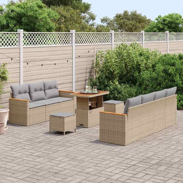 vidaXL Trädgårdsoffset 10 pcs Beige konstrotting