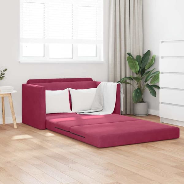 vidaXL Soffsäng 110cm Vinröd Sammet