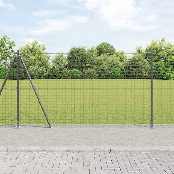 vidaXL Gjerdepåle 7 pcs Grå Stål